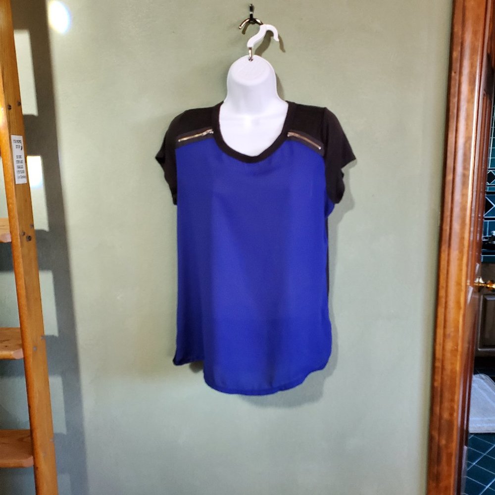 Royal Blue and Black sleeveless top